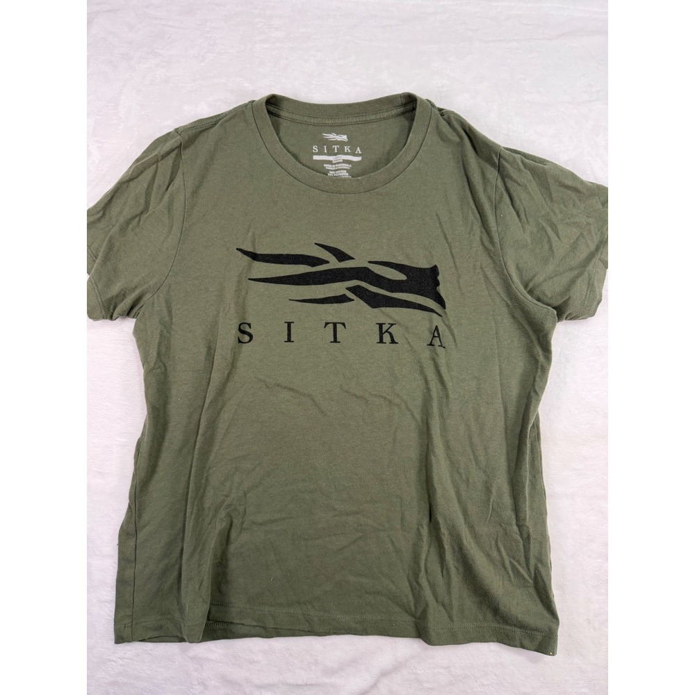 Sitka Graphic Logo T-Shirt Large Olive Green Short Sleeve Crew Neck Womens
